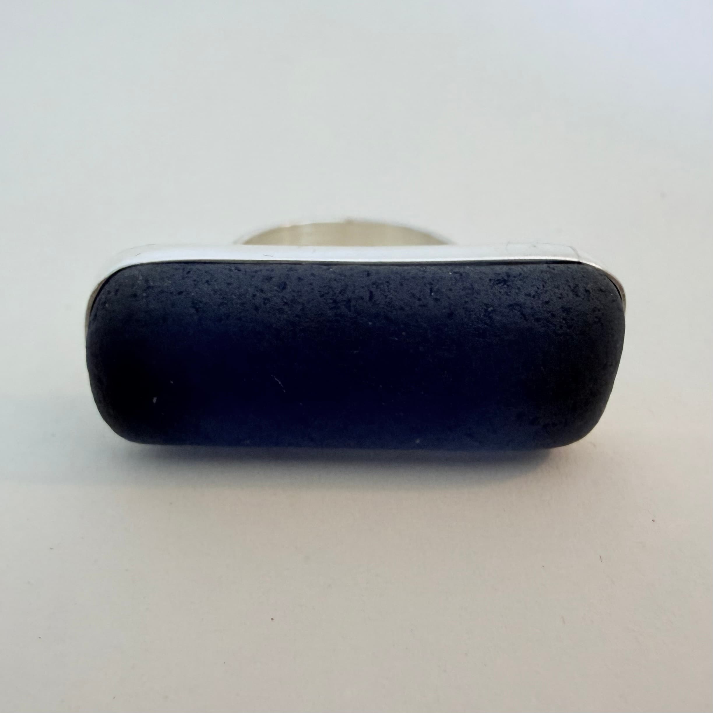 Cobalt blue sea glass cabochon ring